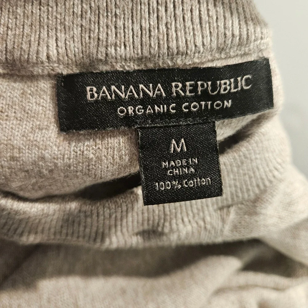 Banana Republic Sweater Mens M Tan Organic Cotton Crewneck Raglan Pullover Knit